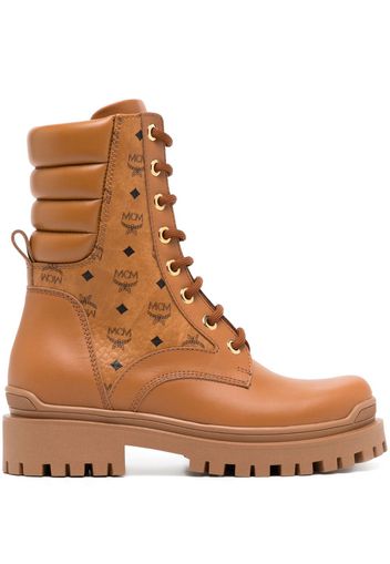 MCM monogram ankle leather boots - Marrone