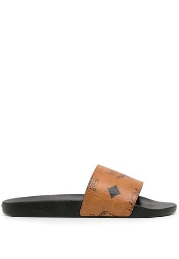 MCM Sandali slides con monogramma - COGNAC