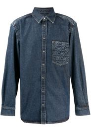 medium wash denim shirt