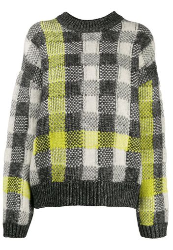 checked ribbed knit jumper