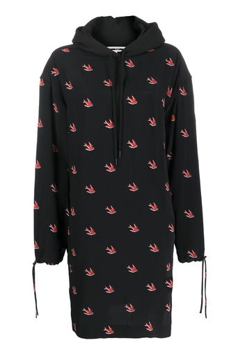 bird print hoodie dress