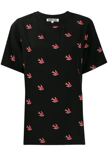 swallow-print crew-neck T-shirt