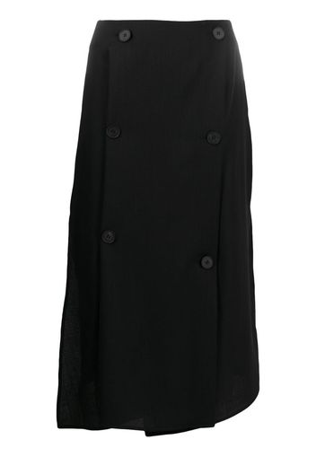 asymmetrical front-button skirt