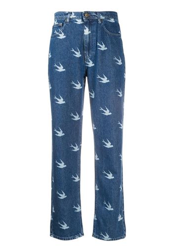 sparrow print high-rise jeans