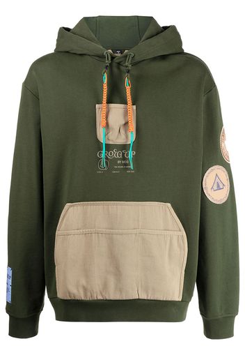 MCQ braided-tassel patchwork hooded sweatshirt - Verde