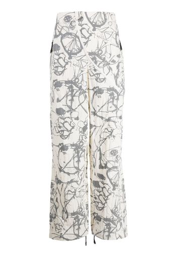 MCQ abstract-print straight-leg trousers - Bianco