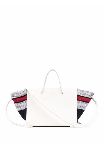 Medea small expandable-panel structured tote bag - Bianco