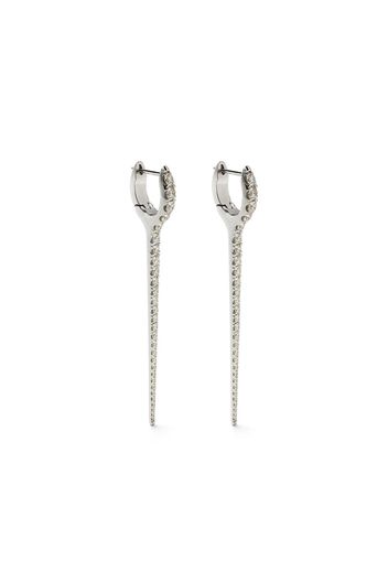 Melissa Kaye Orecchini Lola Needle grande in oro bianco 18kt con diamanti - Argento