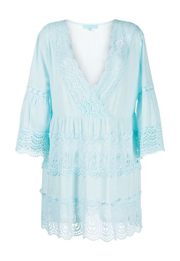 Melissa Odabash Vanessa crochet-panelled kaftan minidress - Blu