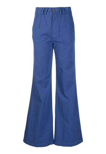 Merci wide-leg cotton-poplin trousers - Blu