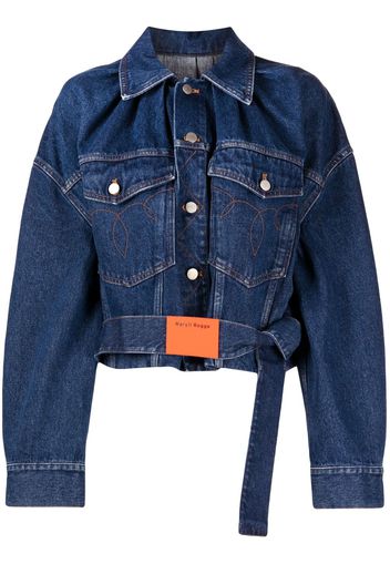 MERYLL ROGGE Jean belted denim jacket - Blu