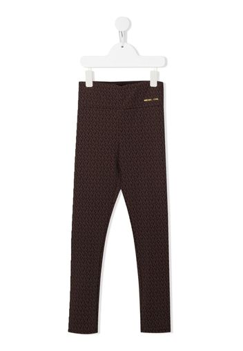 Michael Kors Kids monogram high-waisted leggings - Marrone