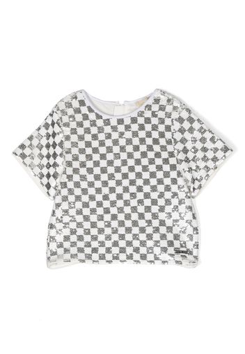 Michael Kors Kids sequin embellished checkerboard top - Grigio