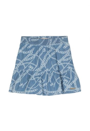 Michael Kors Kids chain-link print tiered skirt - Blu