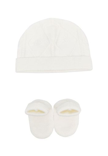 Michael Kors Kids Set slippers e cappello con logo goffrato - Bianco