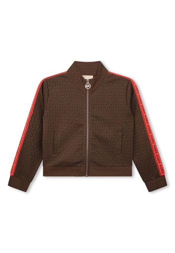 Michael Kors Kids monogram-print zip-up sweatshirt - CHOCOLATE BROWN