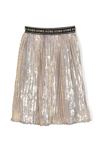 Michael Kors Kids logo-waistband sequin pleated skirt - Oro