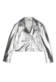 Michael Kors Kids metallic biker jacket - Argento