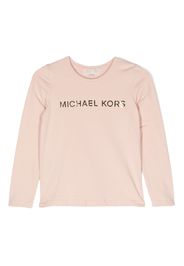 Michael Kors Kids logo-lettering long-sleeved T-shirt - Rosa