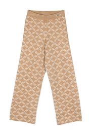 Michael Kors Kids monogram-jacquard wide-leg trousers - Marrone