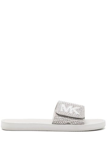 Michael Kors logo-embossed crystal-embellished sandals - Argento