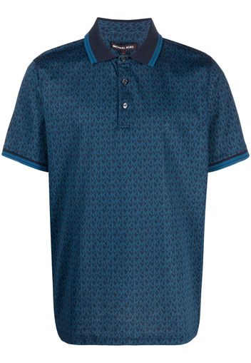 Michael Kors monogram-print short-sleeved polo shirt - Blu