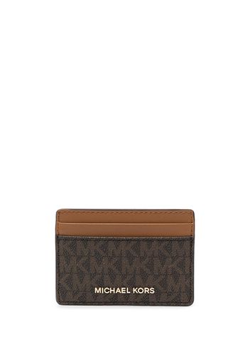 Michael Michael Kors leather logo card holder - Marrone