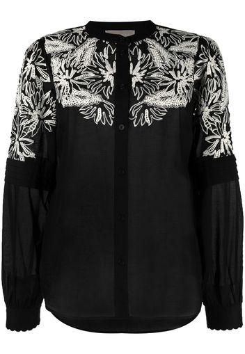 Michael Michael Kors floral-embroidered cardigan - Nero