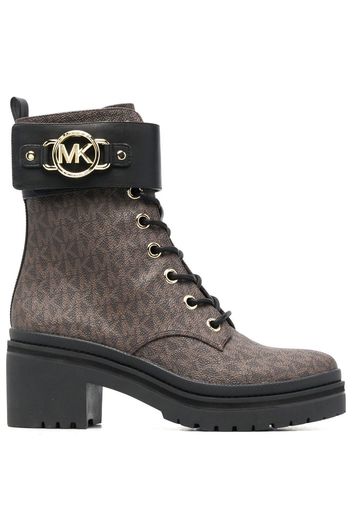 Michael Michael Kors Rory monogram-print combat boots - Marrone