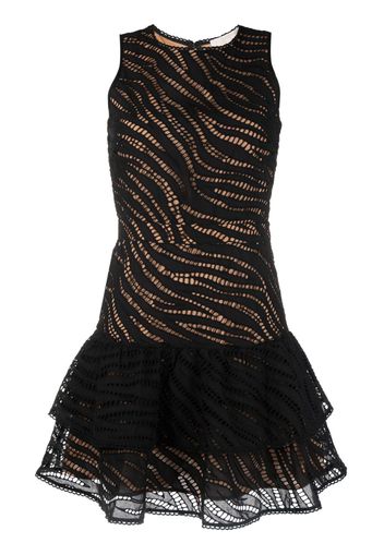 Michael Michael Kors perforated ruffled sleeveless dress - Nero