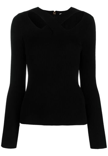 Michael Michael Kors crossover-strap ribbed-knit jumper - Nero