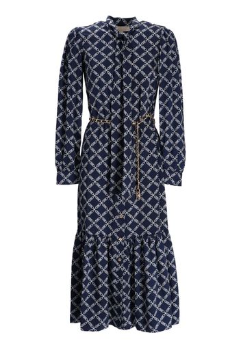 Michael Michael Kors logo-print ruffled midi dress - Blu