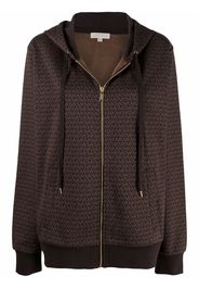 Michael Michael Kors monogram-print zip-up hoodie - Marrone