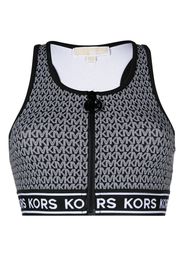 Michael Michael Kors monogram-print zip-up bikini top - Nero