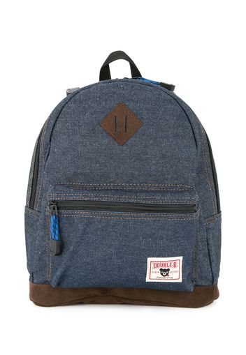 Miki House Zaino denim con logo - Blu