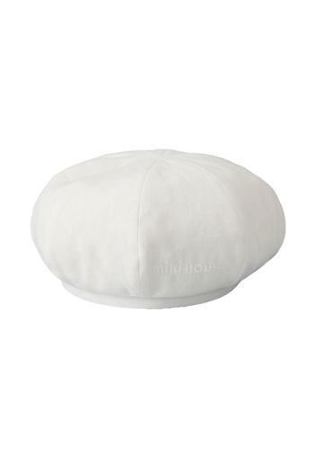 Miki House embroidered-logo flax beret - Bianco