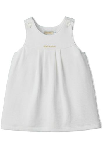 Miki House embroidered-logo pinafore dress - Bianco