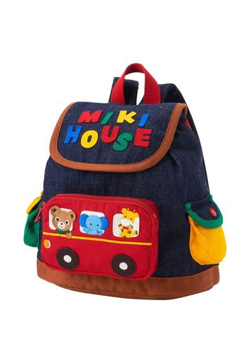 Miki House appliqué-logo backpack - Blu