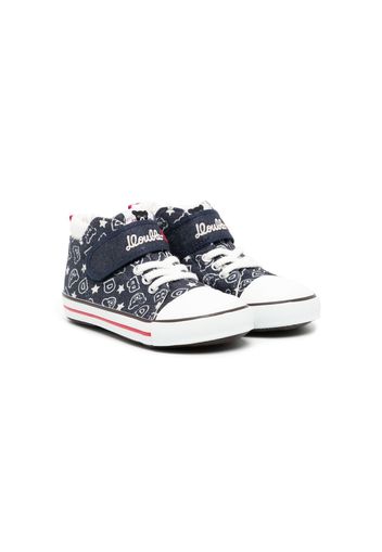 Miki House bear-print high-top sneakers - Blu