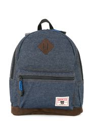Miki House logo-patch denim backpack - Blu