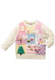 Miki House Maglione Animal Friends con design patchwork - Bianco