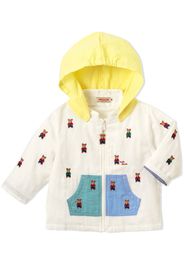 Miki House embroidered-motif zip-up hooded jacket - Bianco