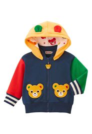 Miki House bear-embroidered cotton hooded jacket - Blu