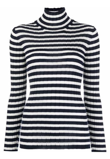 MILA SCHON All Ribbed striped high-neck cashmere jumper - Blu