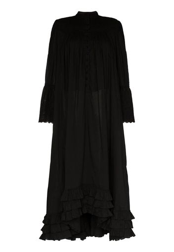 Bronte high neck frill trim midi dress