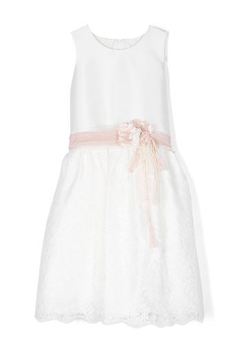 Mimilù floral-appliqué tulle dress - Bianco