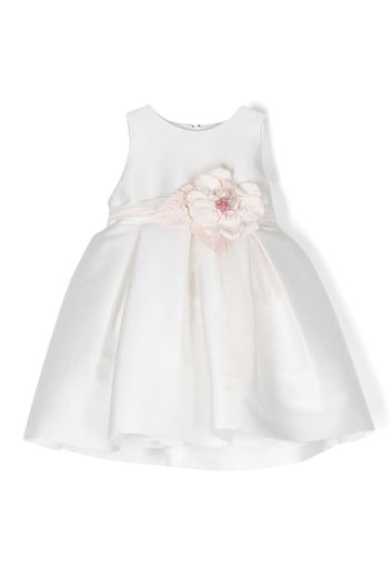 Mimilù floral-appliqué full-skirt dress - Bianco