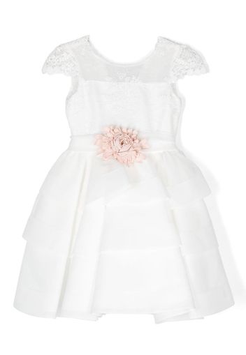 Mimilù floral-applique tulle dress - Bianco