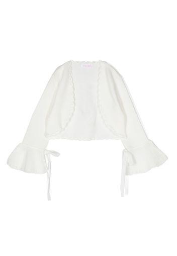 Mimilù scallop-edge long-sleeve cardigan - Bianco