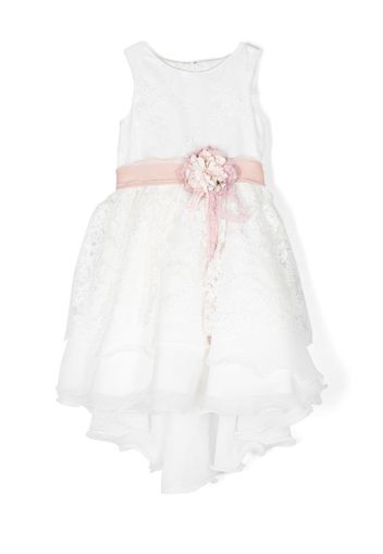 Mimilù floral-applique tulle dress - Bianco